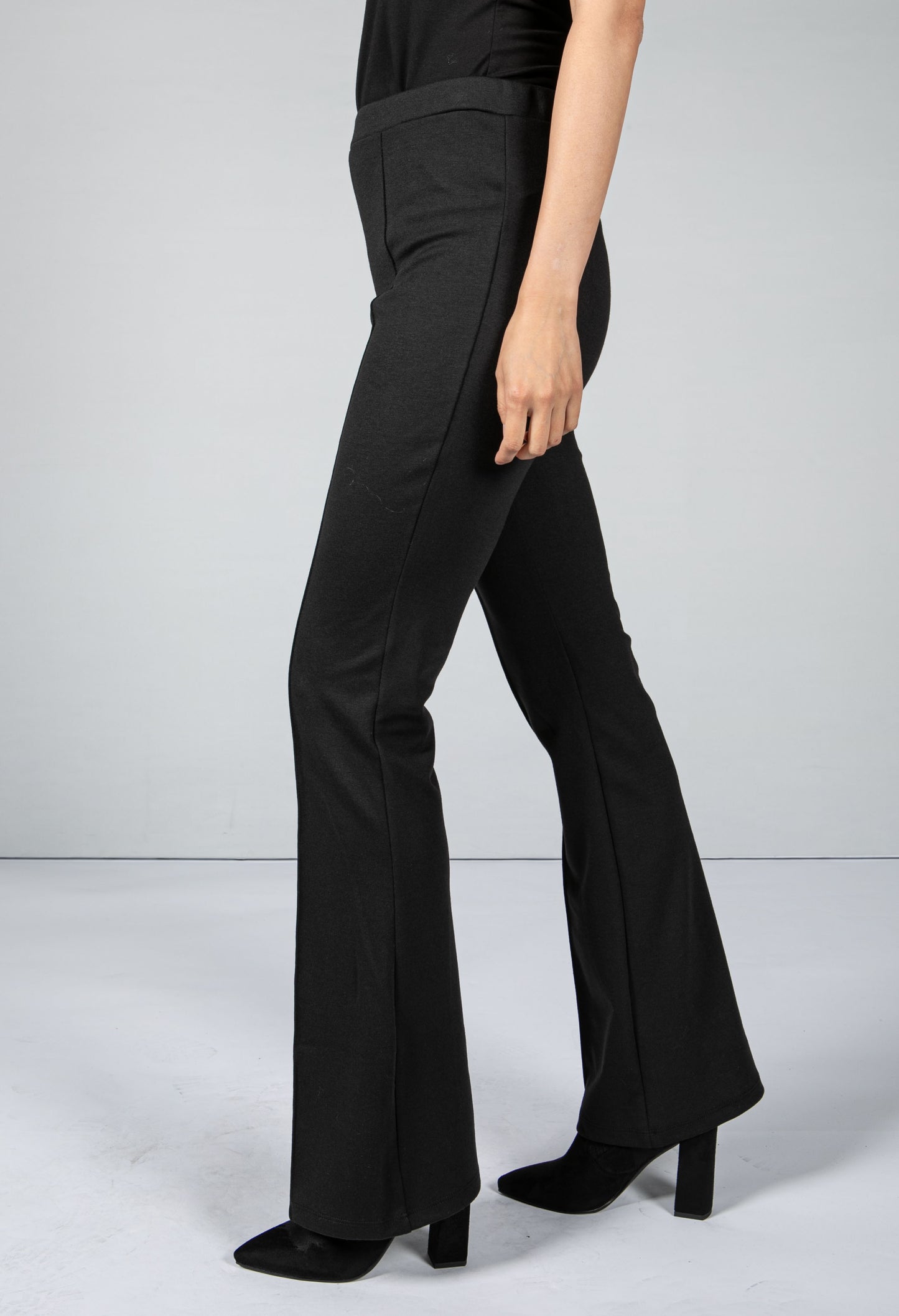 Soft Flared Trouser in Black