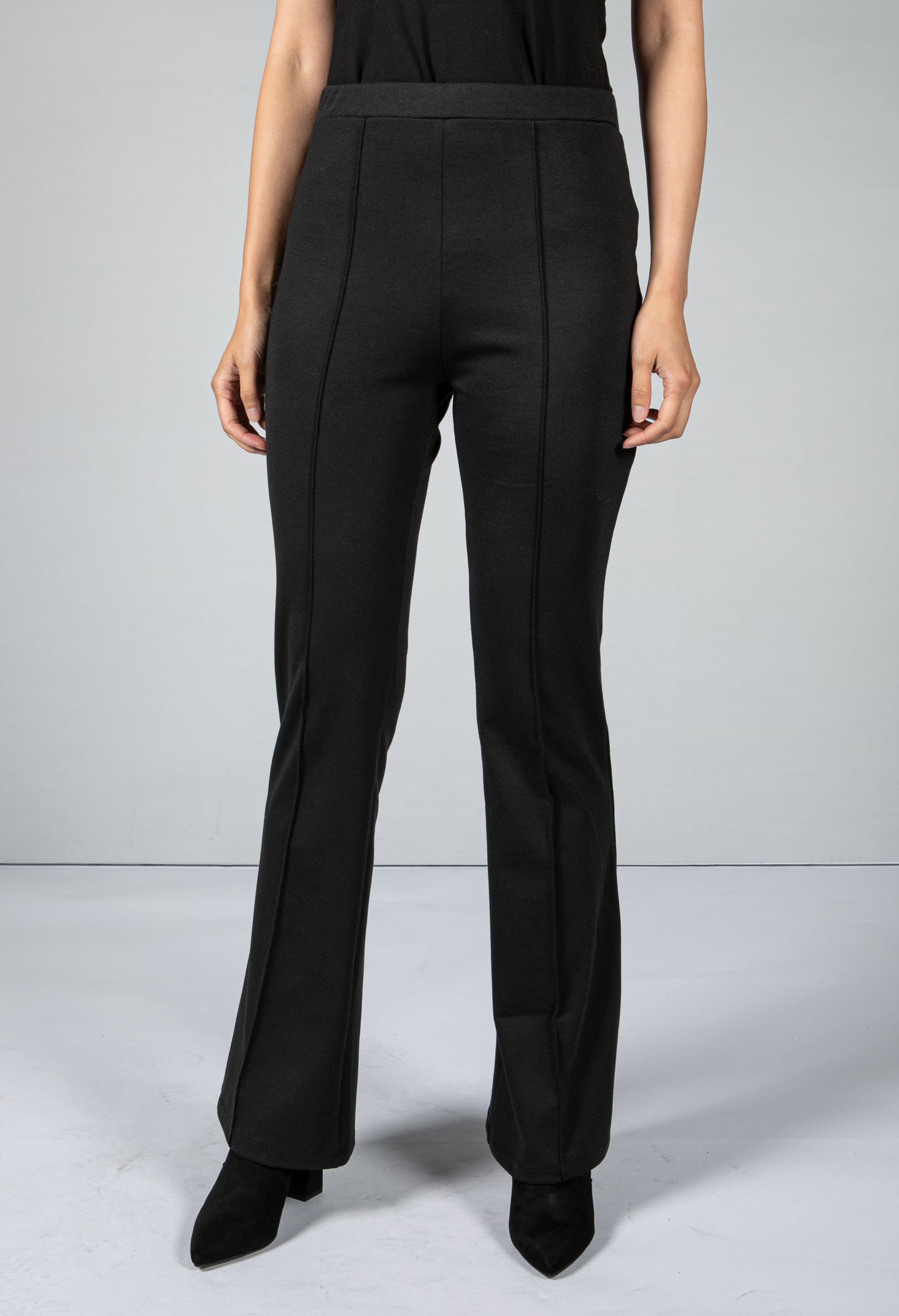 Soft Flared Trouser in Black