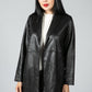 LEATHER LOOK OPEN JACKET IN BLACK