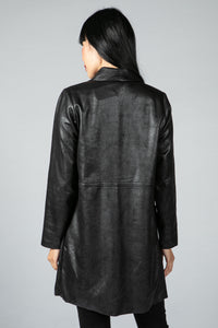 LEATHER LOOK OPEN JACKET IN BLACK