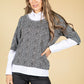 Black & White Print Knit with Attached Under Shirt