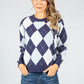 Argyle Knit Jumper in Navy & Powder Blue