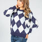 Argyle Knit Jumper in Navy & Powder Blue