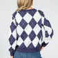 Argyle Knit Jumper in Navy & Powder Blue