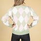 Argyle Knit Jumper in Sage & Powder Pink