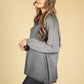 Soft V-Neck Long Sleeve Knit Top in Grey