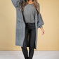 Soft V-Neck Long Sleeve Knit Top in Grey