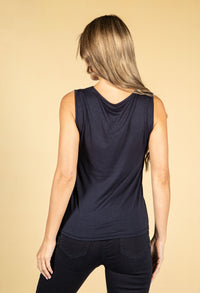 Navy Lace Neckline Cami