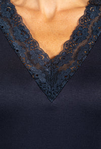 Navy Lace Neckline Cami