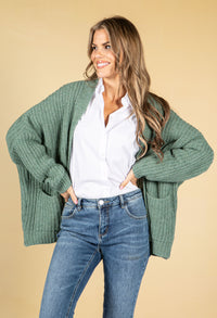 Cosy Chunky Knit Cardigan in Sage