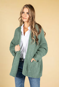 Cosy Chunky Knit Cardigan in Sage