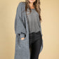 Cosy Chunky Knit Longline Cardigan in Cool Grey