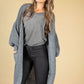 Cosy Chunky Knit Longline Cardigan in Cool Grey