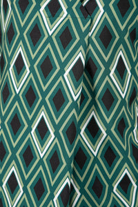 Diamond Print V-Neck Blouse in Forest Green