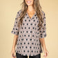 Diamond Print V-Neck Blouse in Sand