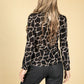 Smocking Mock Neck Printed Long Sleeve Top in Black