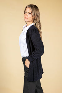 Open Front Knit Cardigan in Navy