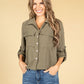 Cropped Pocket Blouse in Khaki