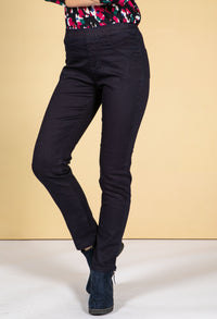 Easy Pull On Navy Wash Jeans