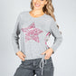 Animal Print Star Fine Knit Jumper n Grey & Magenta