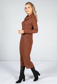 Lurex Knit Midi Dress in Bronze