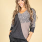 Super Soft Block Print Fine Knit Top in Grey