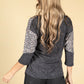 Super Soft Block Print Fine Knit Top in Grey