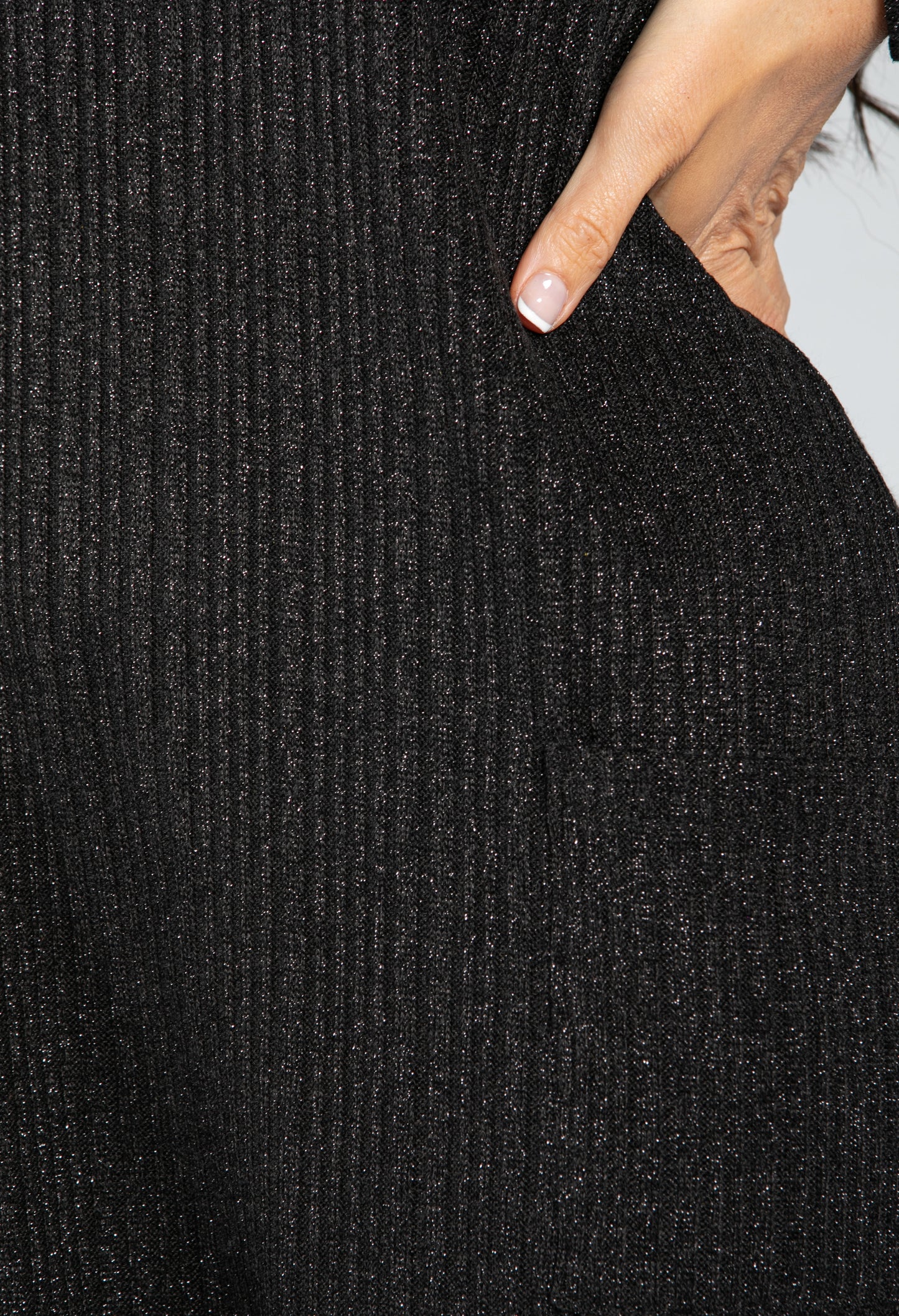 Lurex Knit Midi Dress in Black