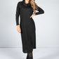 Lurex Knit Midi Dress in Black