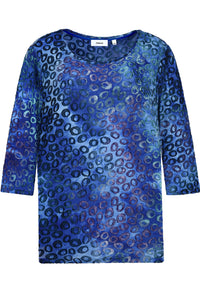 Sea Blue Textured Print Top