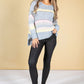 Soft Chunky Knit Striped Jumper in Pastel Blue