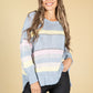 Soft Chunky Knit Striped Jumper in Pastel Blue