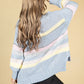 Soft Chunky Knit Striped Jumper in Pastel Blue