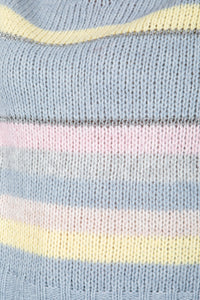 Soft Chunky Knit Striped Jumper in Pastel Blue