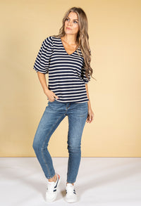 Navy Stripe Design Top