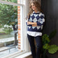 Argyle Knit Jumper in Navy & Powder Blue