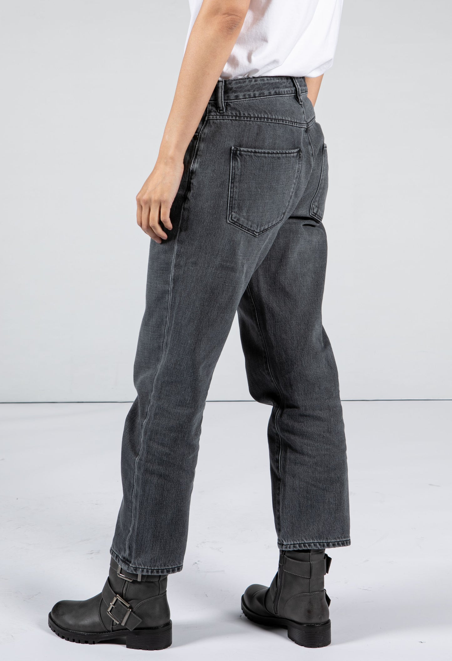 Straight Leg Grey Wash Denim Jeans