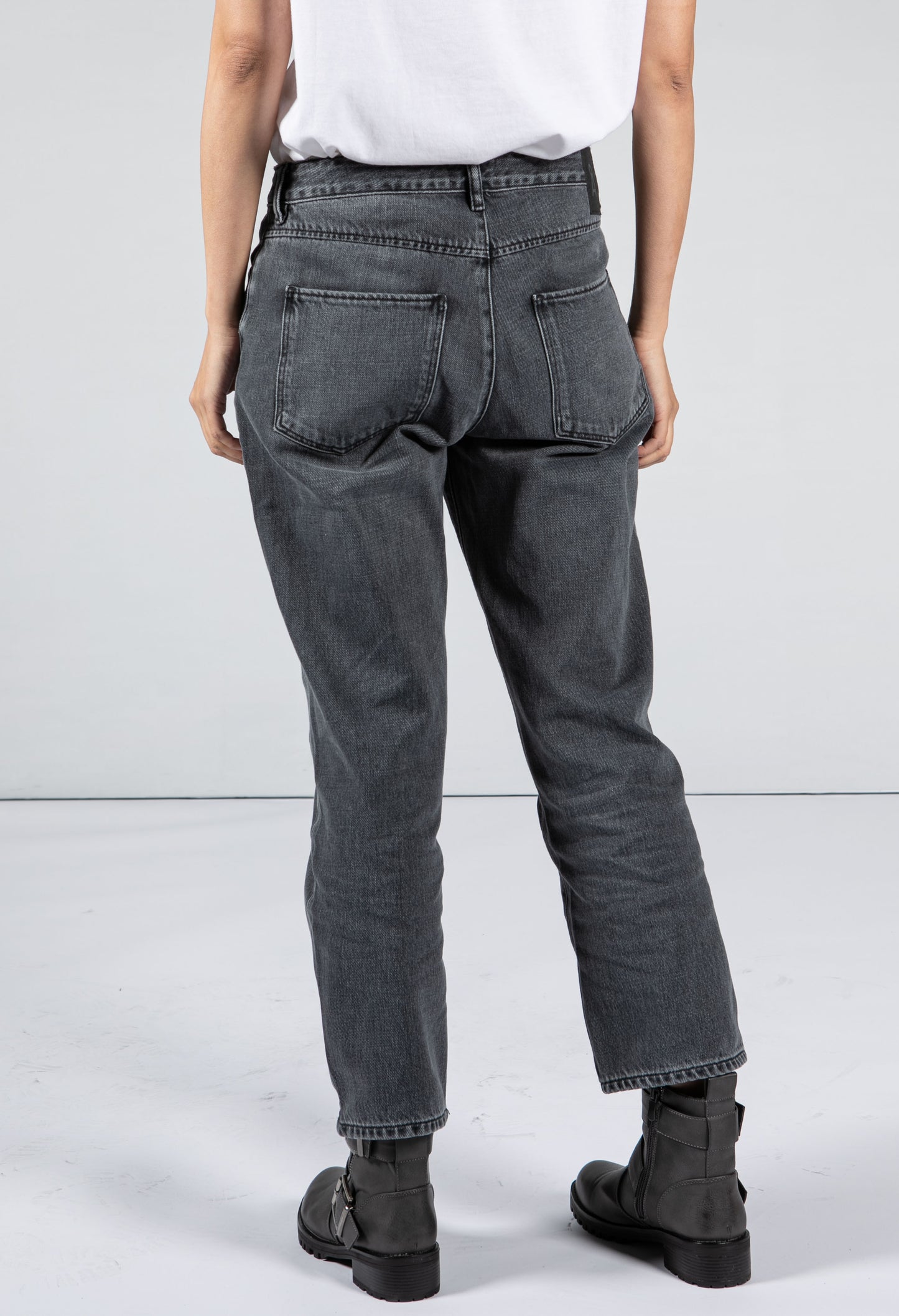 Straight Leg Grey Wash Denim Jeans