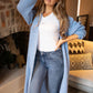 Powder Blue Chunky Knit Long Cardigan