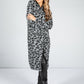 Leopard Design Long Cardi in Mid Grey