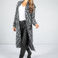 Leopard Design Long Cardi in Mid Grey