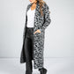 Leopard Design Long Cardi in Mid Grey