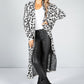 Leopard Design Long Cardi in Shadow White