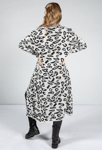 Leopard Design Long Cardi in Shadow White