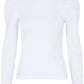 LONG PUFF SLEEVE RIBBED TOP IN WHITE