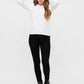 LONG PUFF SLEEVE RIBBED TOP IN WHITE