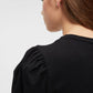 LONG PUFF SLEEVE RIBBED TOP IN BLACK