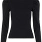 LONG PUFF SLEEVE RIBBED TOP IN BLACK