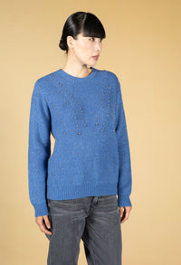 Deep Blue KNIT JUMPER WITH SILVER PEARLS