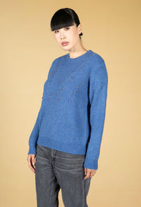 Deep Blue KNIT JUMPER WITH SILVER PEARLS